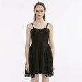 Splicing Gauze Party Club Brushed Lace Black Metal Summer Gothic Dress