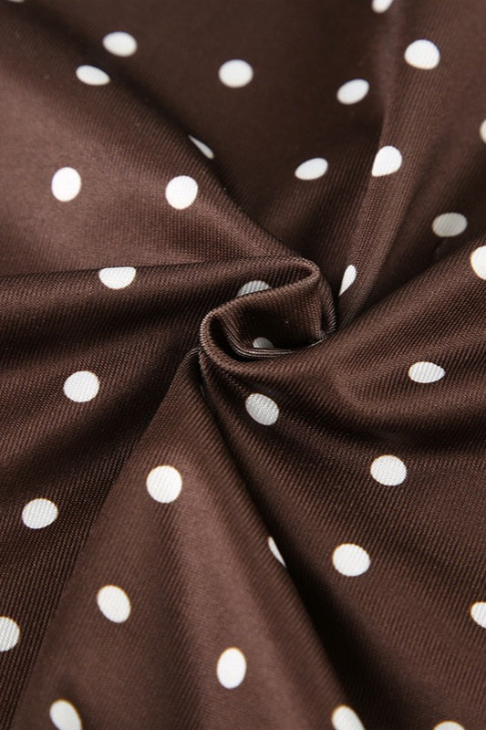 Polka Dot ColorBlock VNeck Bodycon Mini Dress