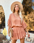 Glen Smocked Mini Dress Clay