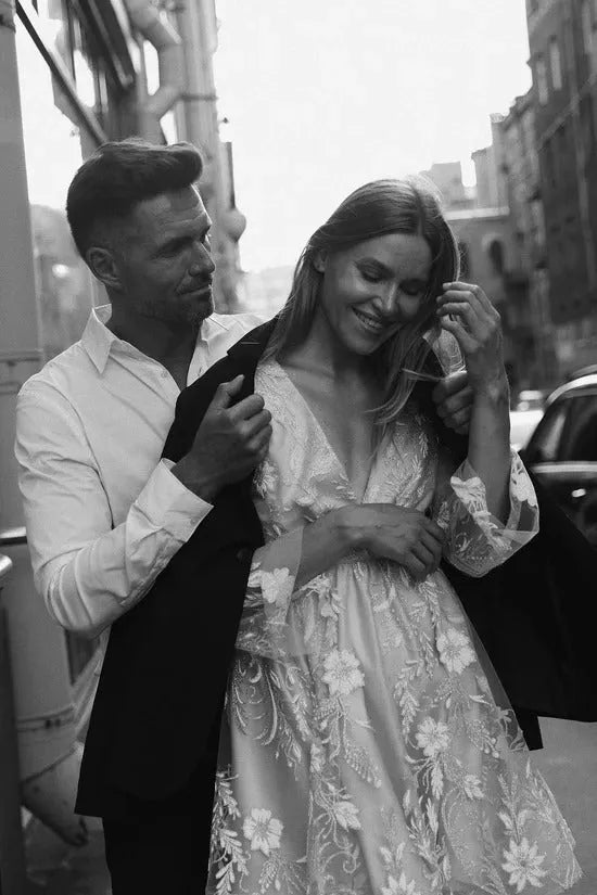 Long-Sleeve Lace Wedding Dress Vestido De Novia Satin Mermaid Princess Bridal Gown Bow Simple Court Train Dress