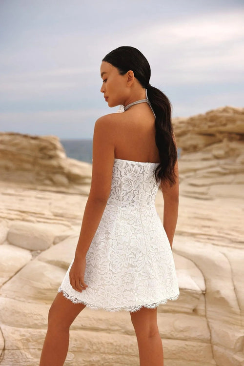 A-Line Sweetheart Lace Short Party Dresses Sleeveless Back Zipper Mini Cocktail Bride Gowns