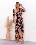 Kassidy Floral Wrap Maxi Dress Black Multi