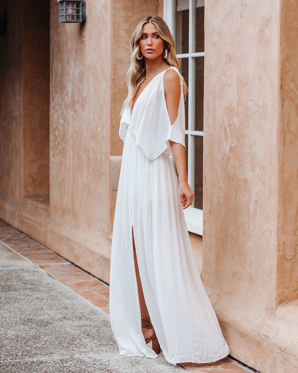 Korrine Cold Shoulder Maxi Dress Off White