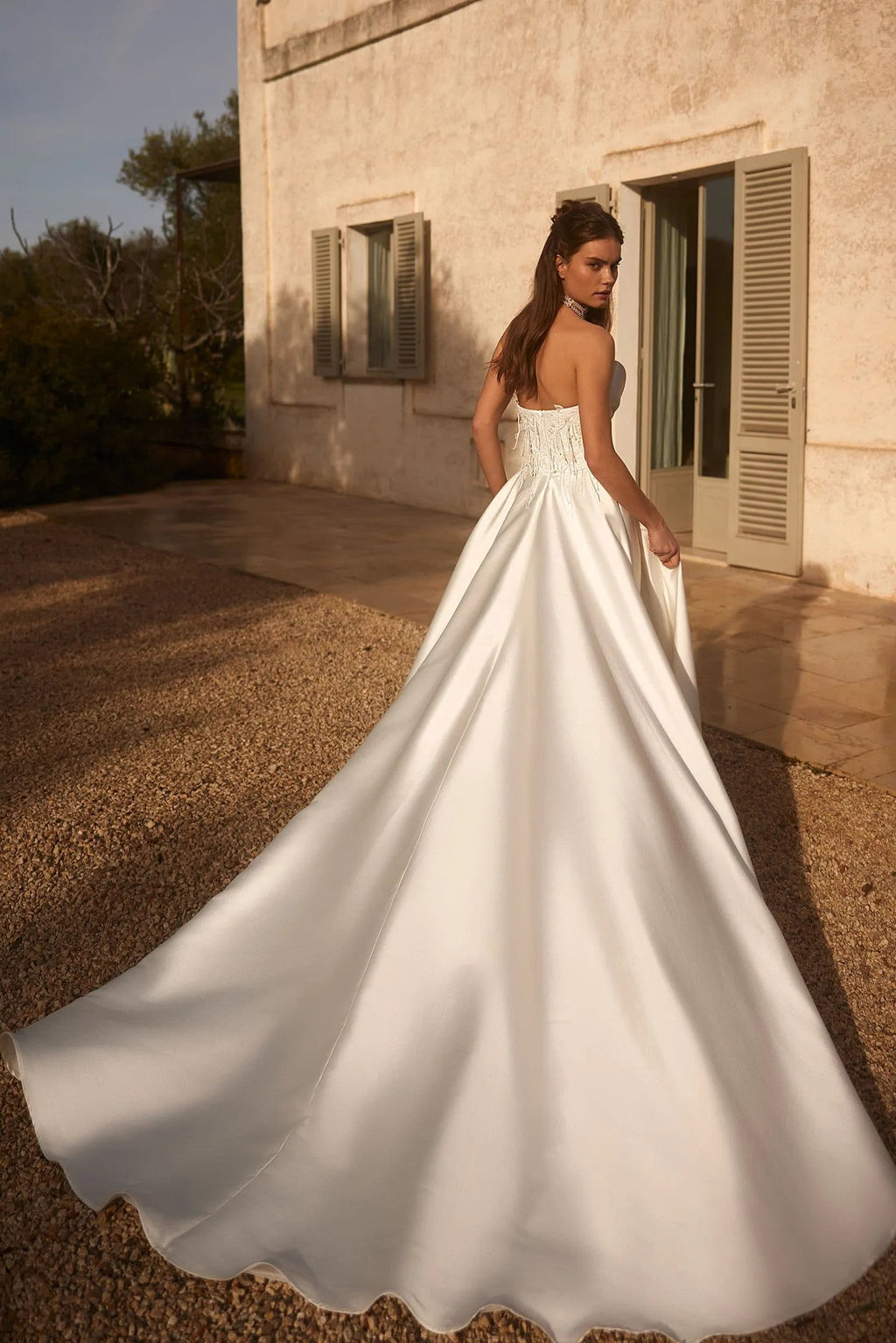 Luxury Satin Wedding Dresses A-line Bridal Gown Bride Dresses Vestidos De Novia