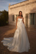 Graceful Strapless With Corset Bride Robe Shiny Sequins Beads Wedding Dress Bridal Gown