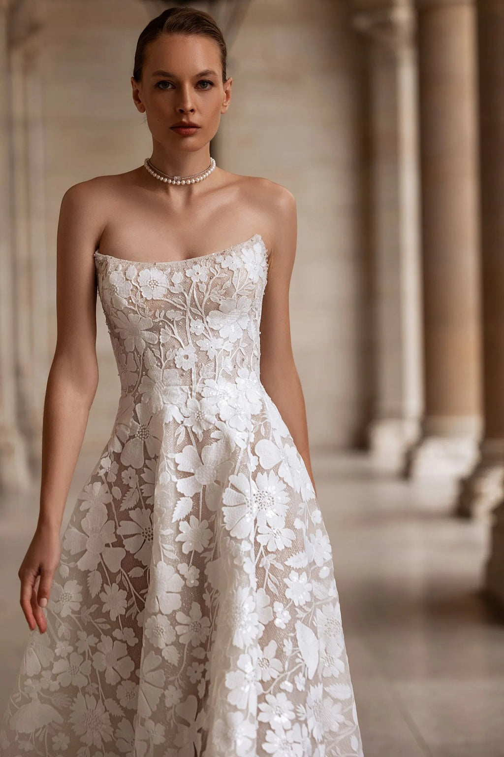 Luxury Floral Lace Boho Wedding Dress Summer Vestidos Bohemian Champagne Beach Bridal Gowns Off Shoulder