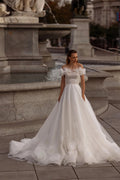 Classic 3D Flower Wedding Dress Sparkly Sequins Bride Robe Elegant A-line Long Bridal Gown Robe De Mariée