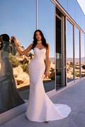 Sweetheart Wedding Dress Mermaid Sweep Train Sleeveless Sweep Train Zipper Back