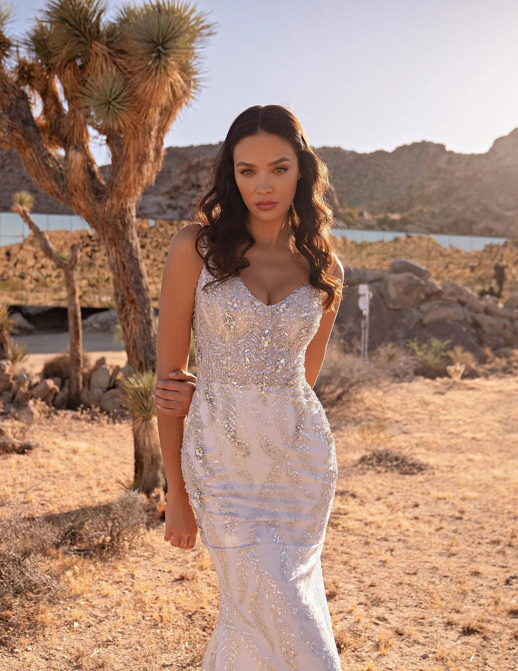 Fashionable Spaghetti Straps Brides Dress Sleeveless Lace Appliques V-neck Mermaid Robe De Mariee