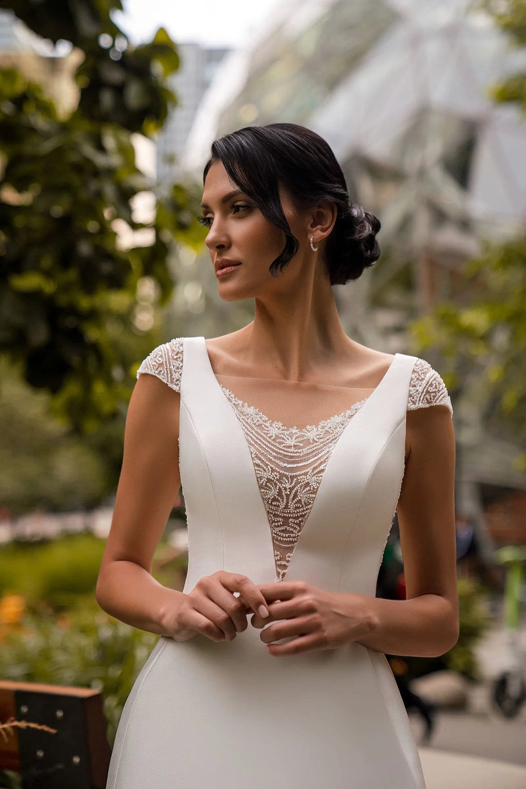 Elegant Simple Satin Wedding Dresses for Women A-Line Sweep Train Backless Bride Gown