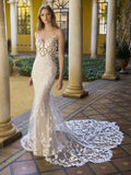Exquisite Wedding Dress Mermaid Spaghetti Straps Sexy V-Neck Backless Bridal Party