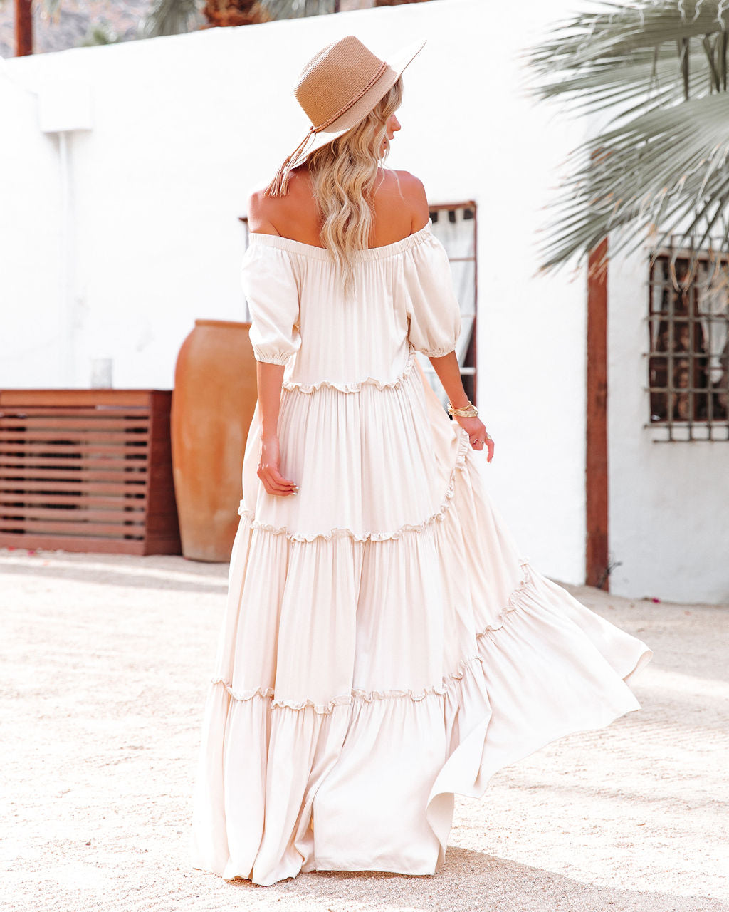 Pompeii Ruffle Tiered Maxi Dress Cream