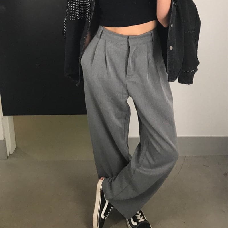 Straight Large Size Casual Solid Wide Leg Trousers Streetwear Suit FullLength Hot Selling Chic Loose High Quality Pants