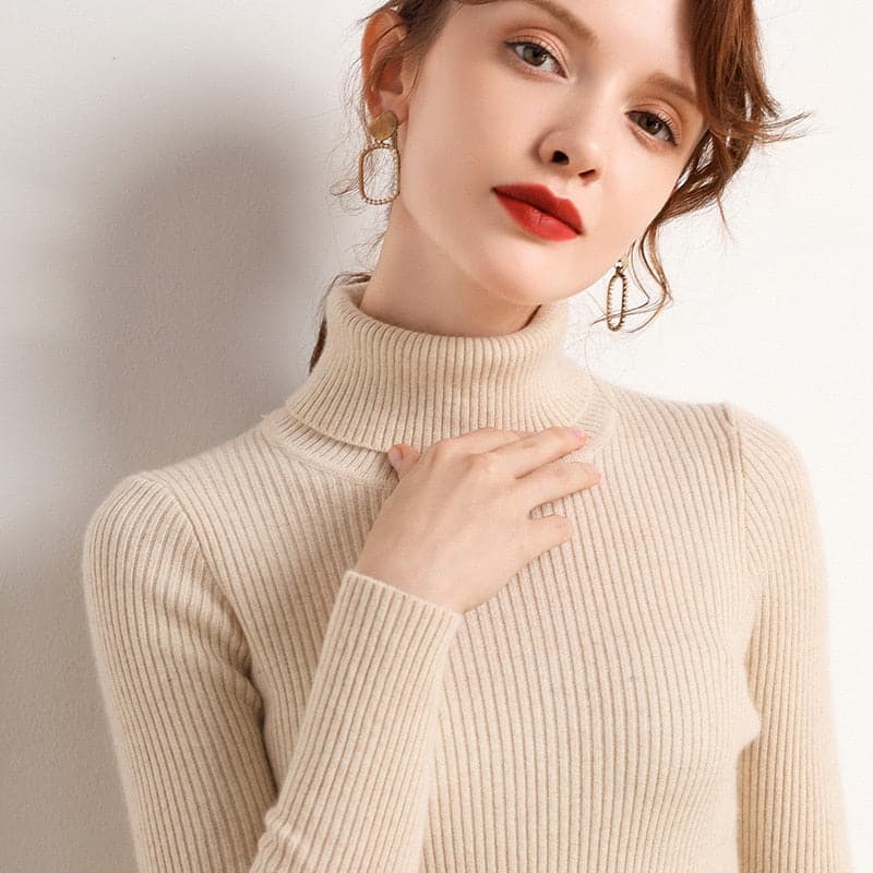 Women Turtelneck Casual Soft Slim Sweater