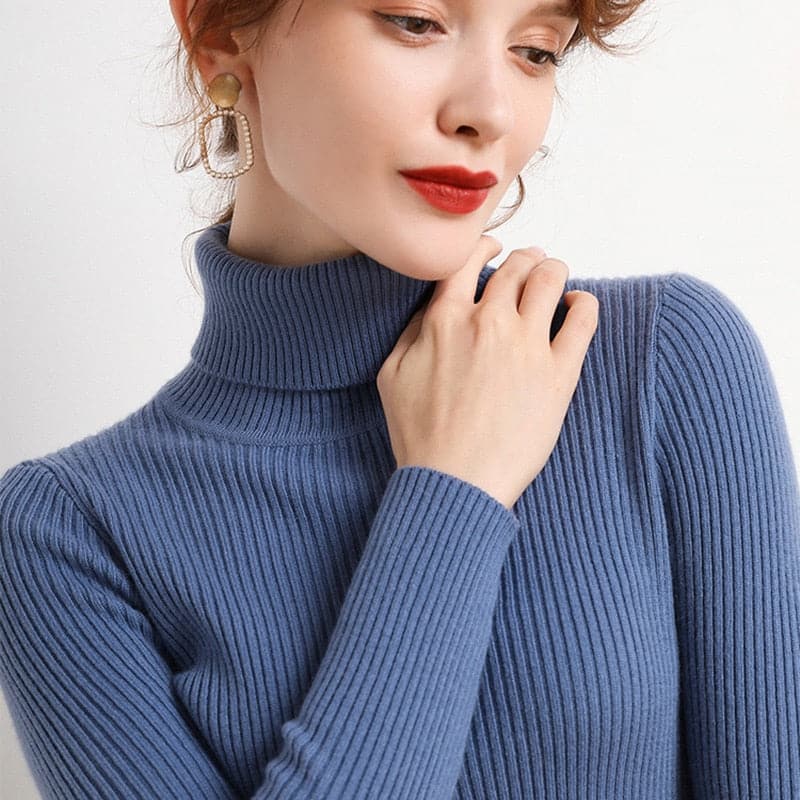 Women Turtelneck Casual Soft Slim Sweater