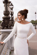 Close-Fitting Line Mermaid Dress Bow Court Train Modern Satin Princess Bridal Sleeveless Gown Vestido De Novia