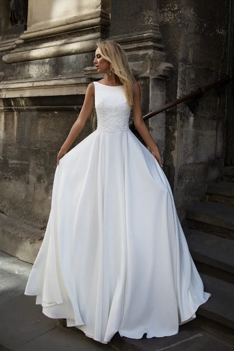 V-Back Dress Modern Mermaid Satin Bow Court Train Gown Vestido De Novia Princess Bridal Sleeveless