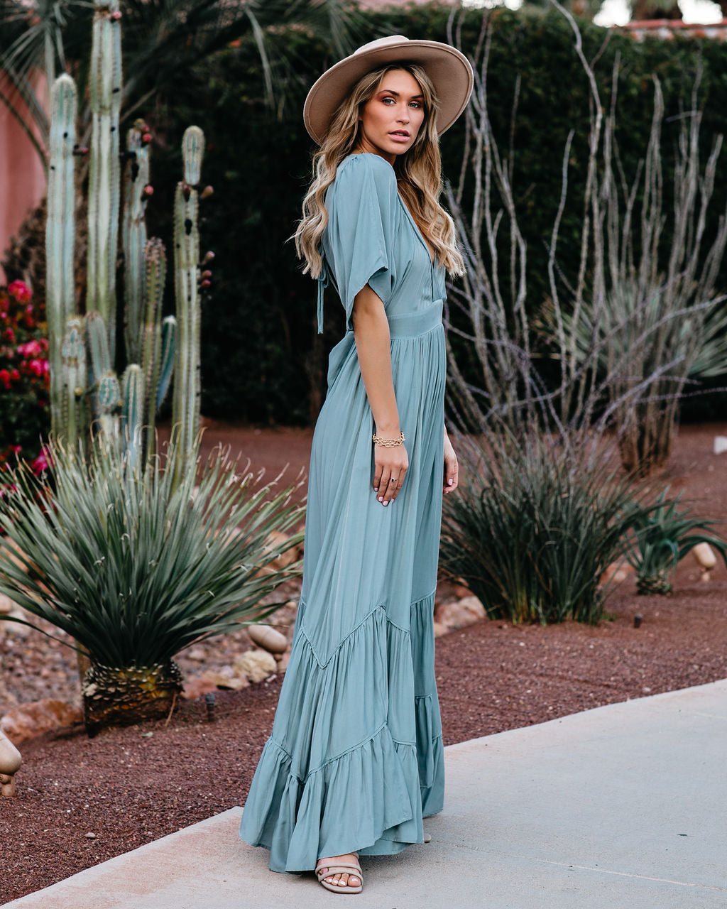 PREORDER Seafoam Season Pocketed Tiered Maxi Dress Seafoam
