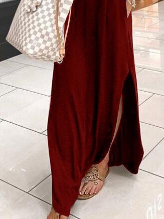 V Neck Short Sleeve Casual Pocket Dress