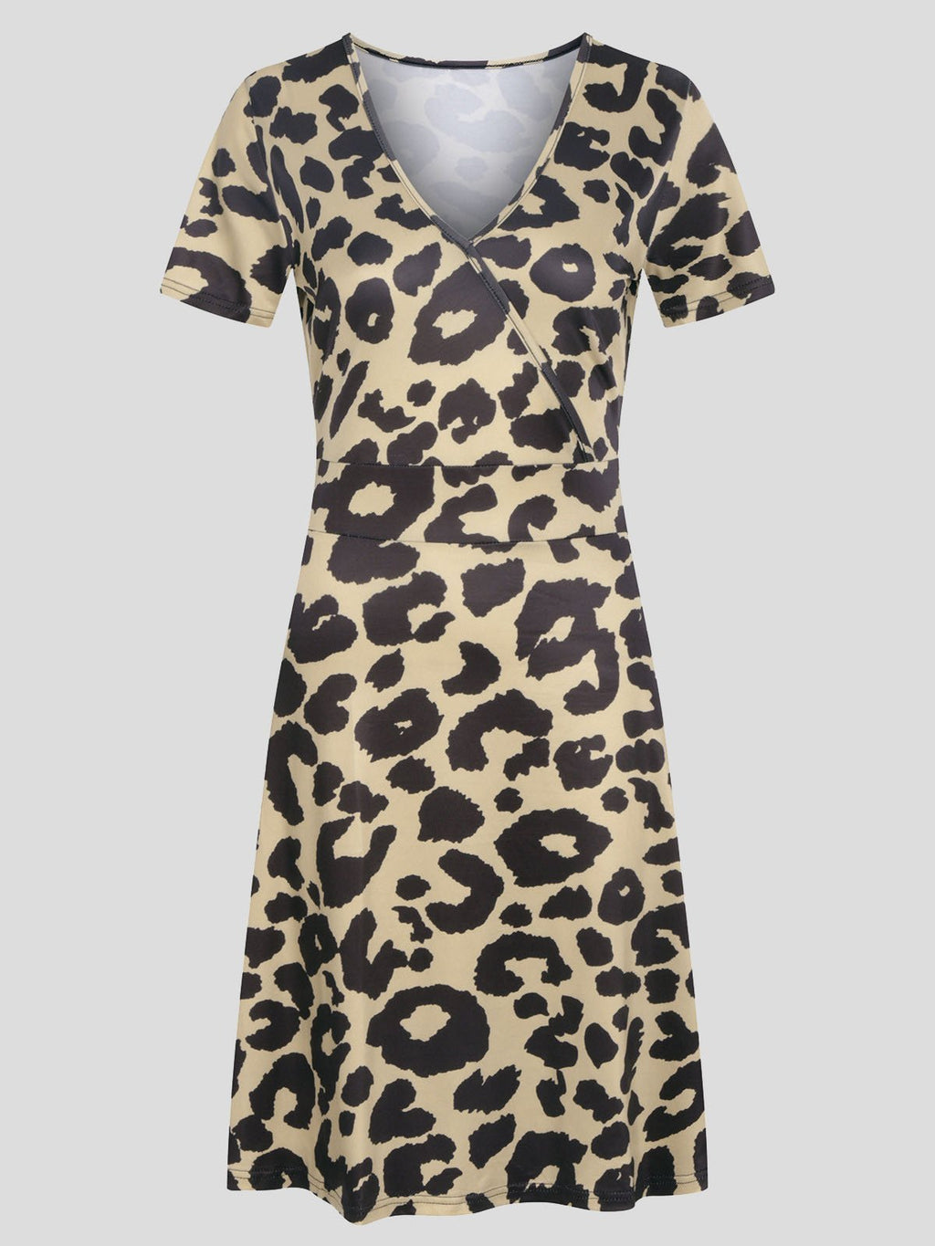 V neck Short sleeved Sun Flower Print Dress