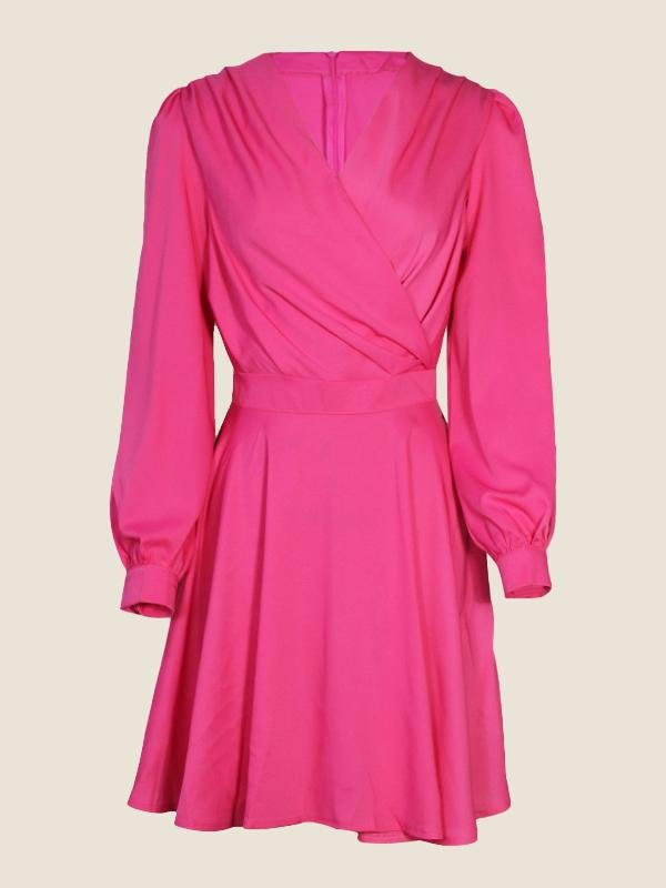 V neck Solid Elegant Dress