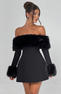 Rory Off Shoulder Fur Sleeve Mini Dress