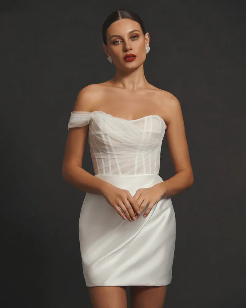 Caddy Ivory Dress & Train Wedding Dress Vestido De Novia Bow Bridal Gown Skirt Court Train Dress Satin