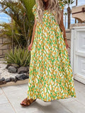 Printed Bare Back Ruffle Sleeve Dress Ins Street