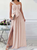 Simple Sleeveless Off Shoulder Slit Dress Ins Street
